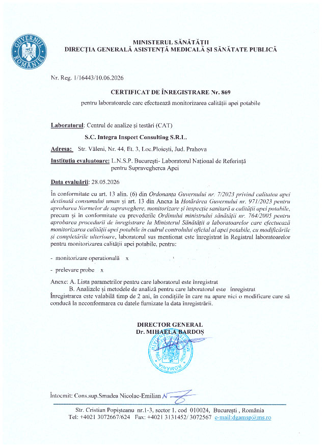 Certificat inregistrare MS PFAS